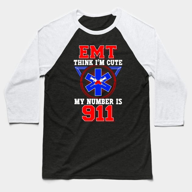 EMT Humor First Responder Gift Baseball T-Shirt by guitar75